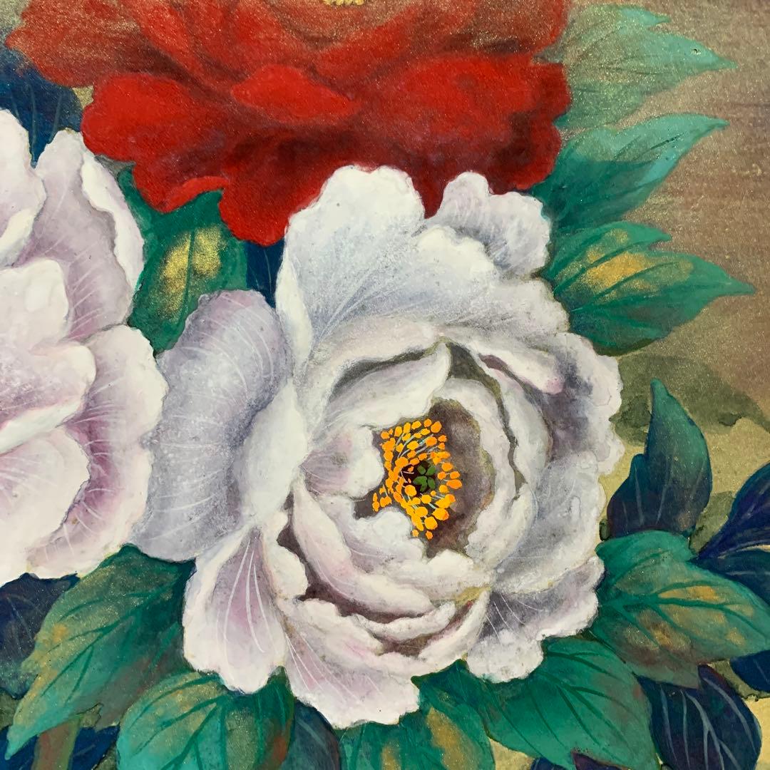 絵画　額装　日本画肉筆　真作　武井篤胤『富貴花』10号