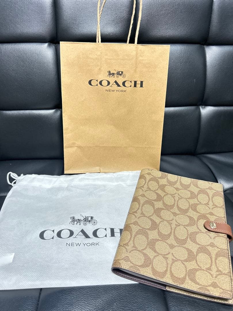 未使用 コーチ ノートカバーセット シグネチャー ブラウン