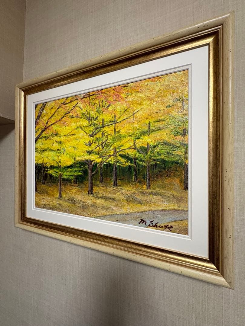 油彩原画『黄葉の小路』F12号　額装品