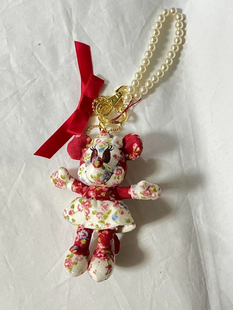 匿名配送/ミニー 花柄 ぬいぐるみバッグチャーム　激レア　中古