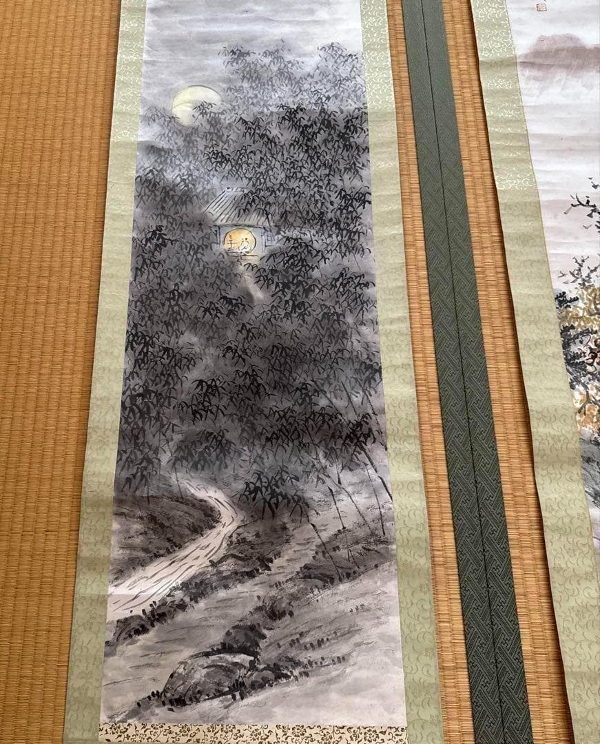 新品未使用 箱付 掛軸 茶道 和室 茶室 工芸品 アンティーク 書道 藤田 日本