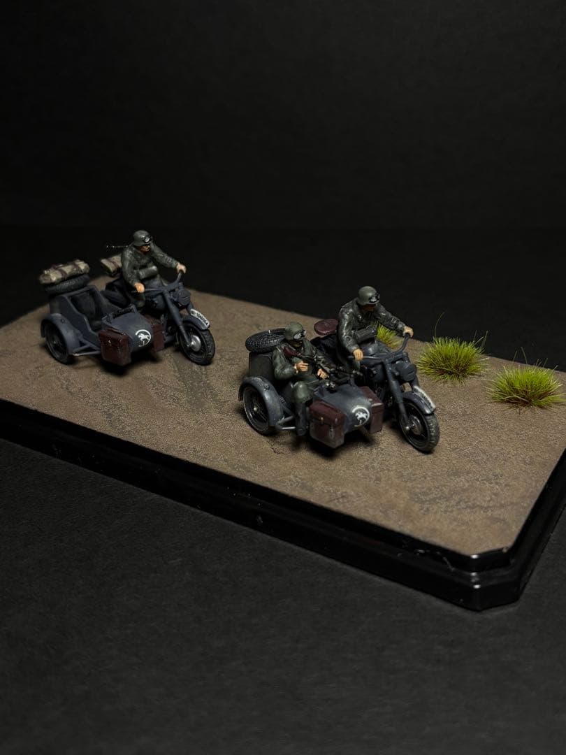 作品No28. ジオラマ1/48 ドイツ陸軍 軍用サイドカー プラモデル完成品
