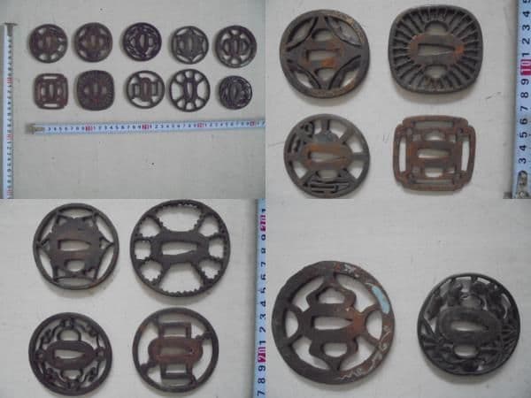 AKa7082　日本刀　古い透かし鍔　１０枚　まとめて　セット　刀装具　当時物