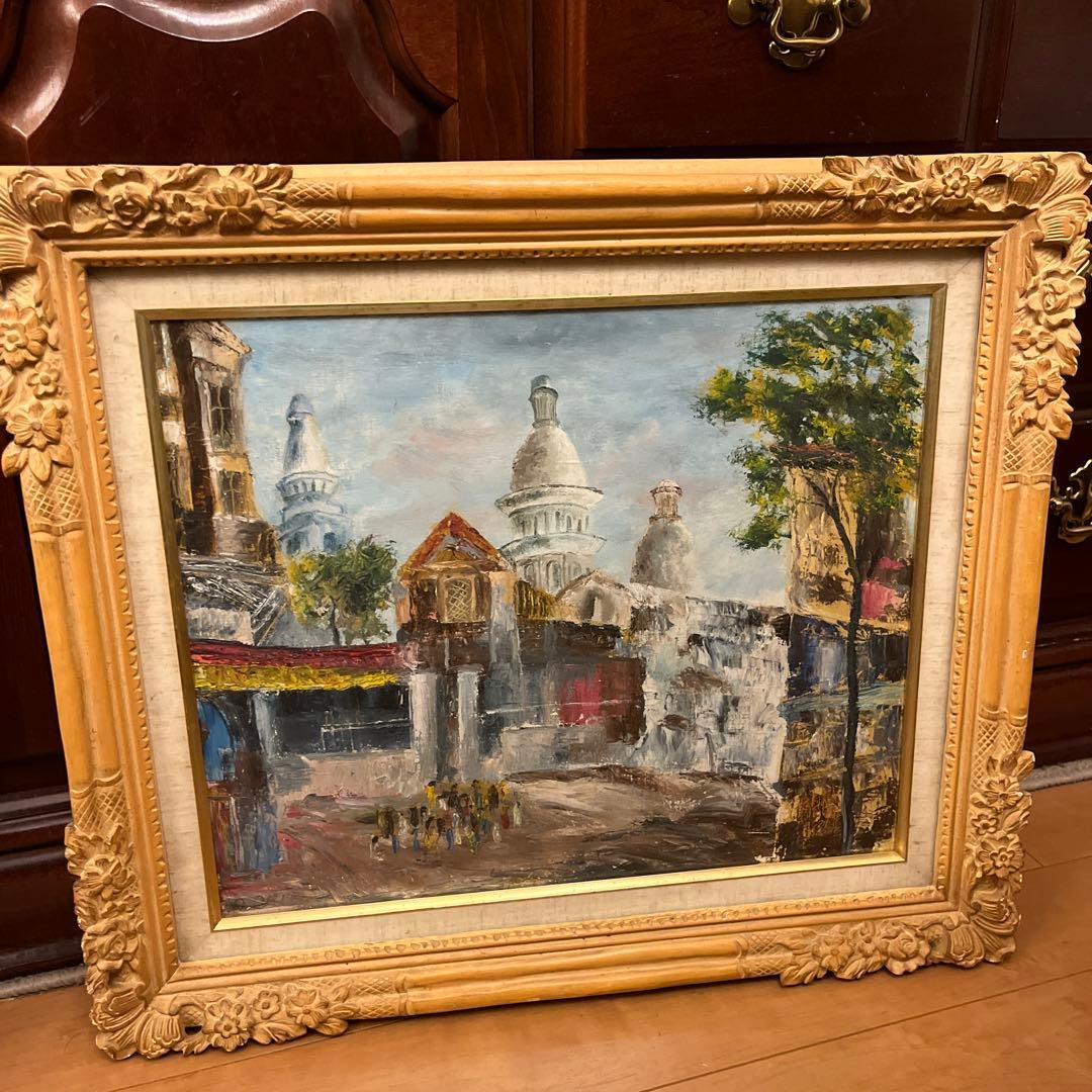 【更に値下げしました】風景画 油彩画 装飾的フレーム付き