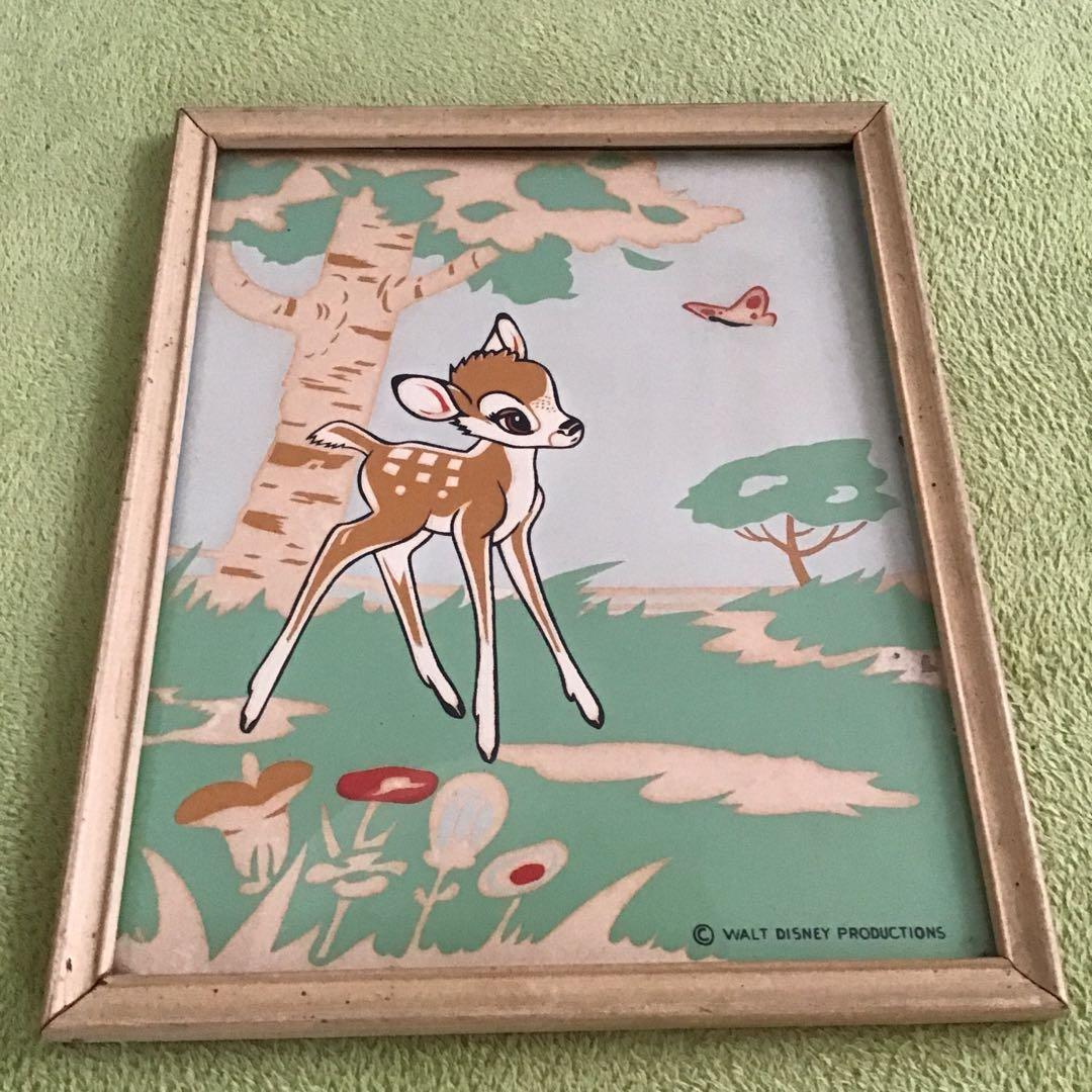 40s 50s バンビ ＆ サンバー ビンテージ 絵画 W.D.P.