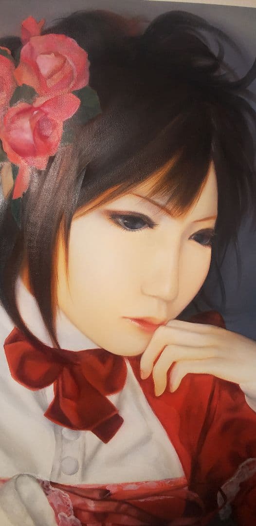 真作　油絵　個展　展示作品　安田梓 オタ日和　美人画　直筆　コスプレ