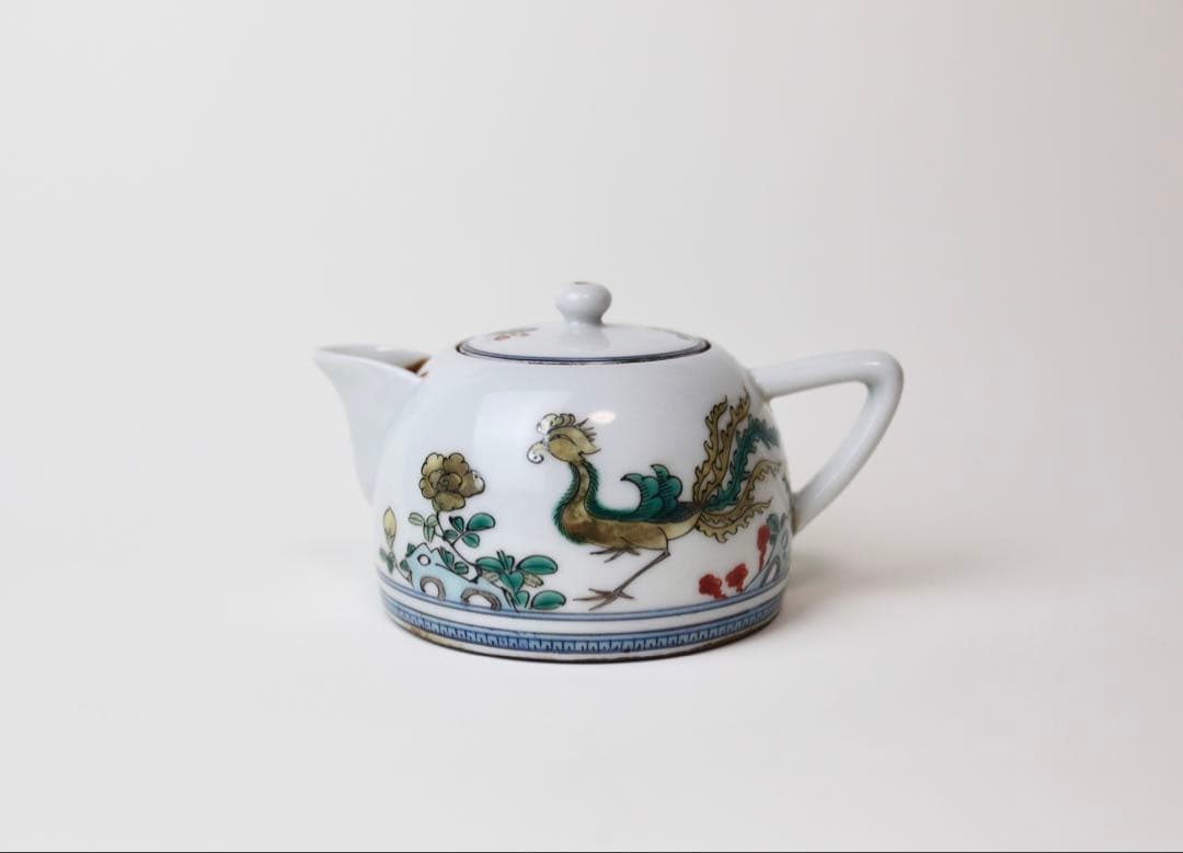 九谷焼 金城竜山 鳳凰 細密絵 石野 竜山 急須 煎茶道具 茶道具 茶器 煎茶碗