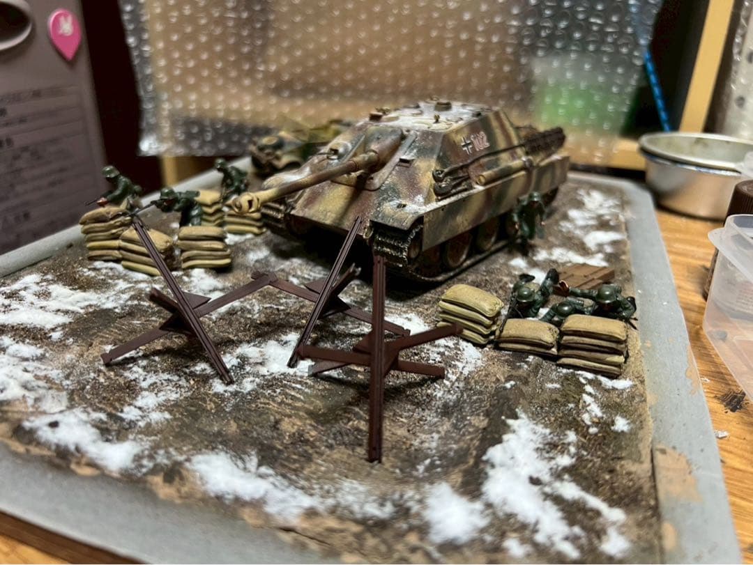 1/48 タミヤ ヤークトパンサー 後期型 完成品 ジオラマ【冬の東部戦線】