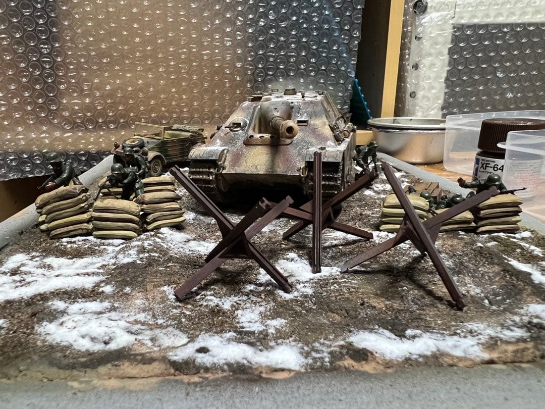1/48 タミヤ ヤークトパンサー 後期型 完成品 ジオラマ【冬の東部戦線】