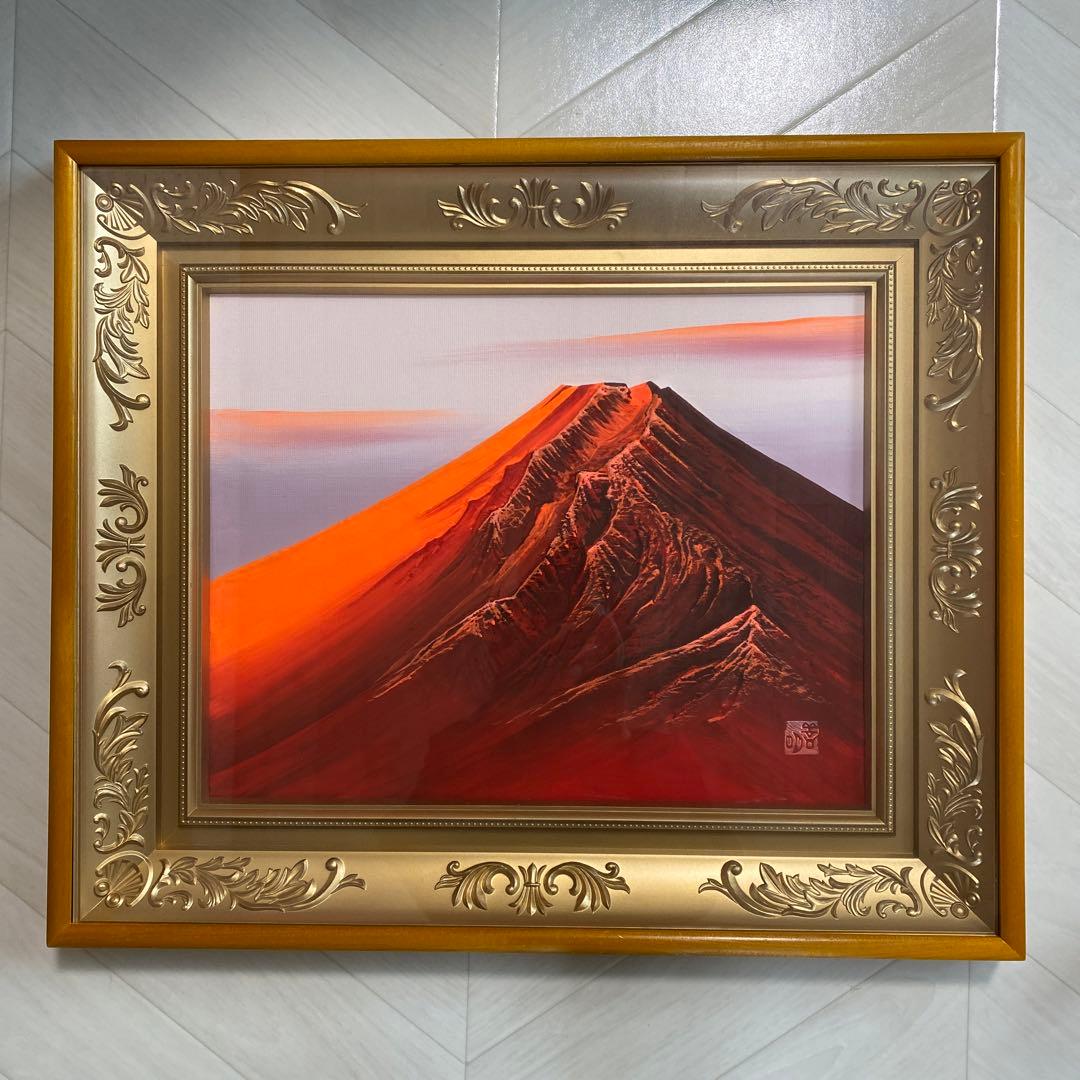 とんちゃん　百瀬善明 「赤富士」 立体絵 絵　絵　風景画　美術品　富士山