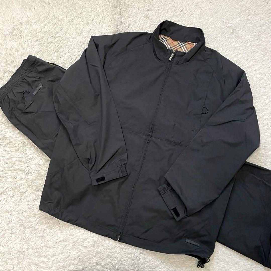 美品 バーバリーゴルフ ナイロン セットアップ 黒 XL ノバチェック