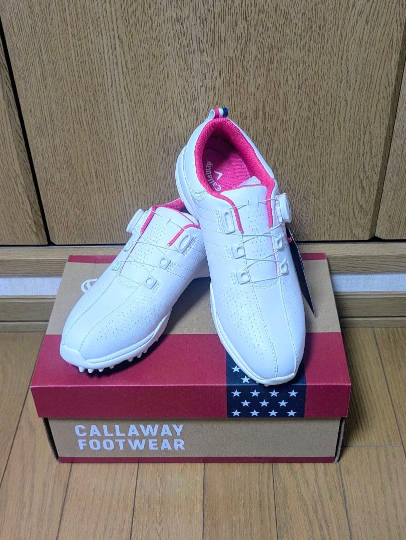 【新品未使用】◆Callaway ゴルフシューズ 24cm ホワイト/ピンク