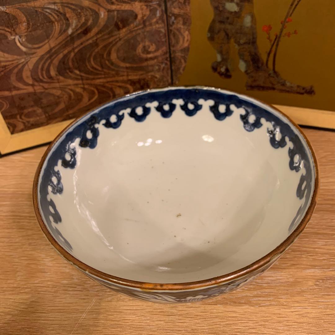 江户初期 染附 牡丹茶椀　92