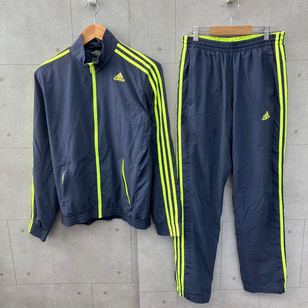adidas アディダス ジャージ上下 メンズセットアップ メッシュ M 紺 黄