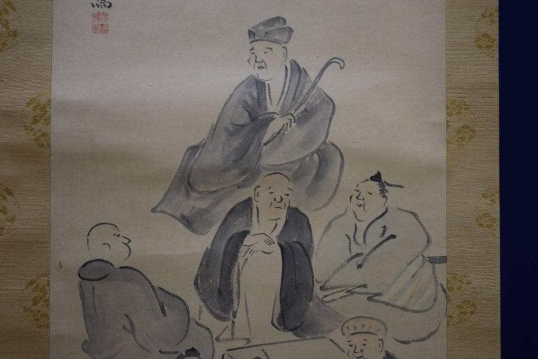 不詳/作者不詳/芭蕉門十哲画賛/布袋屋掛軸HE-268