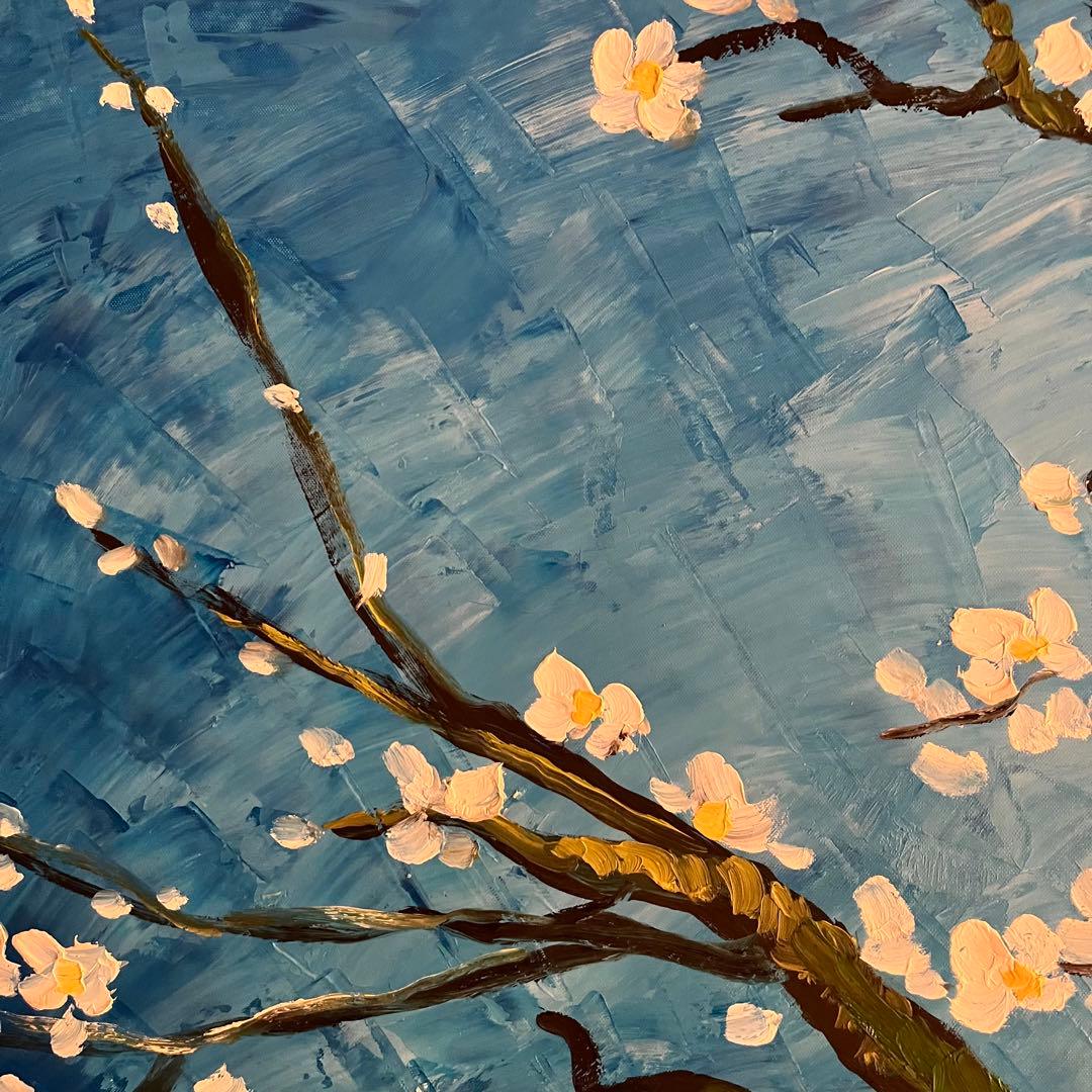 ★特大★ 手書き油絵 ゴッホ 花咲くアーモンドの枝 絵画 インテリア 油彩画