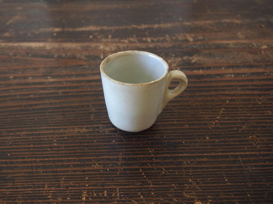 白釉薬 小さなコーヒーカップ マニセスカップスペイン古陶 古道具 工藝/K412