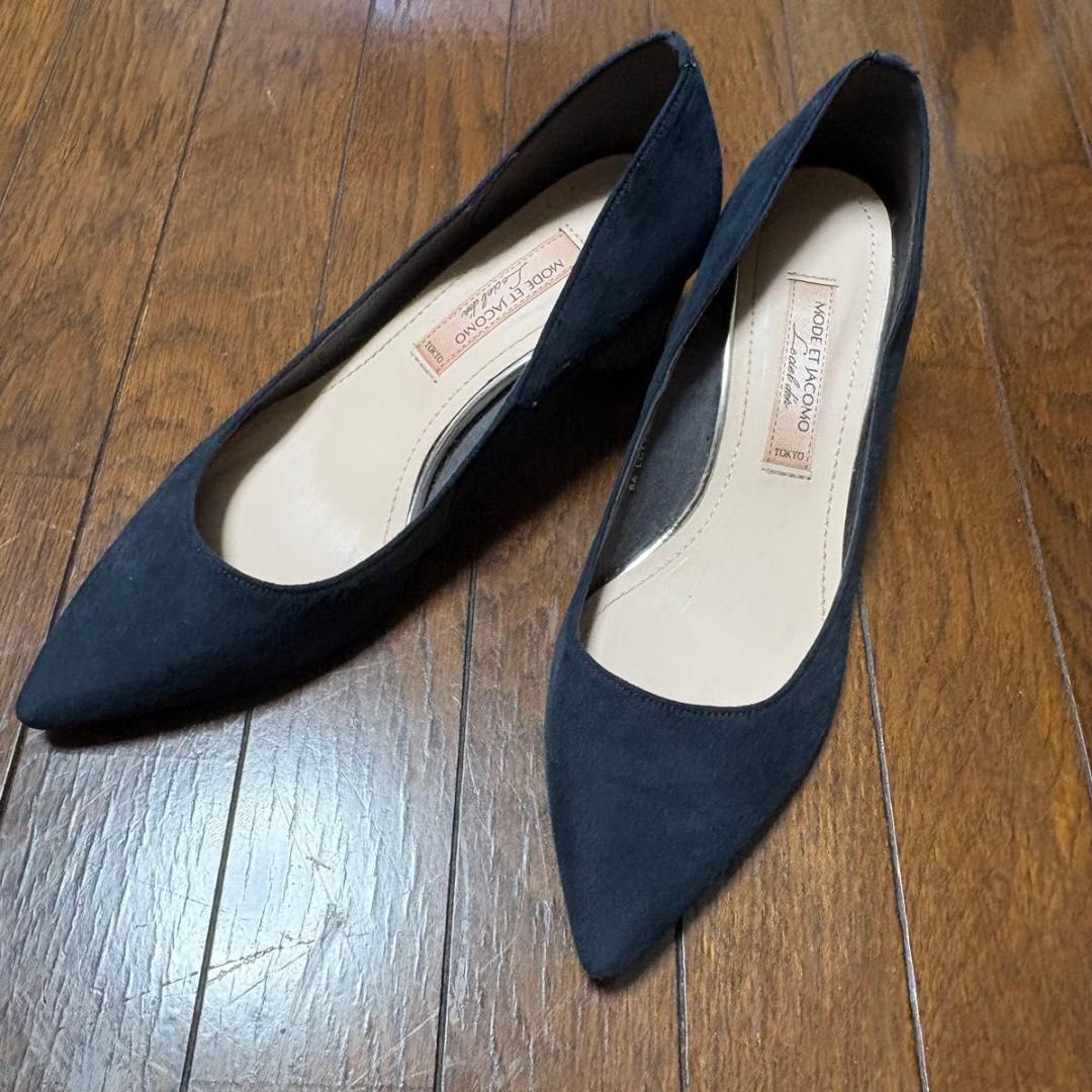 ストラップ付き黒ヒール 約5cm