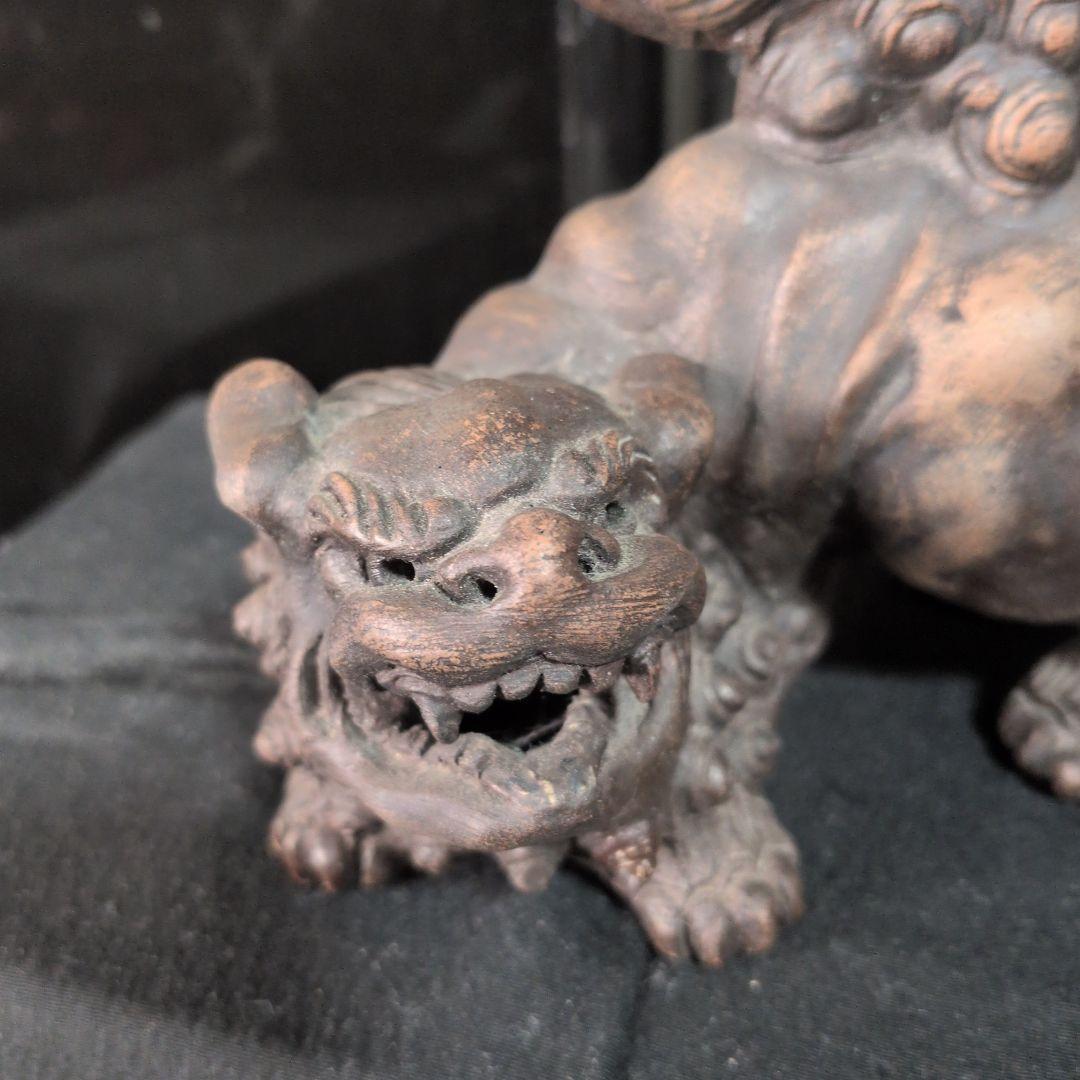 縁起物★威風堂々★備前焼★狛獅子★獅子★骨董品 古美術