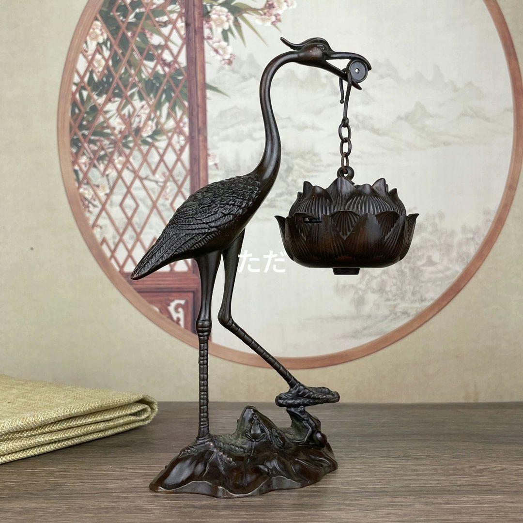 銅 細工 鶴炉 薫香炉 香道具 装飾品 工芸品 置物