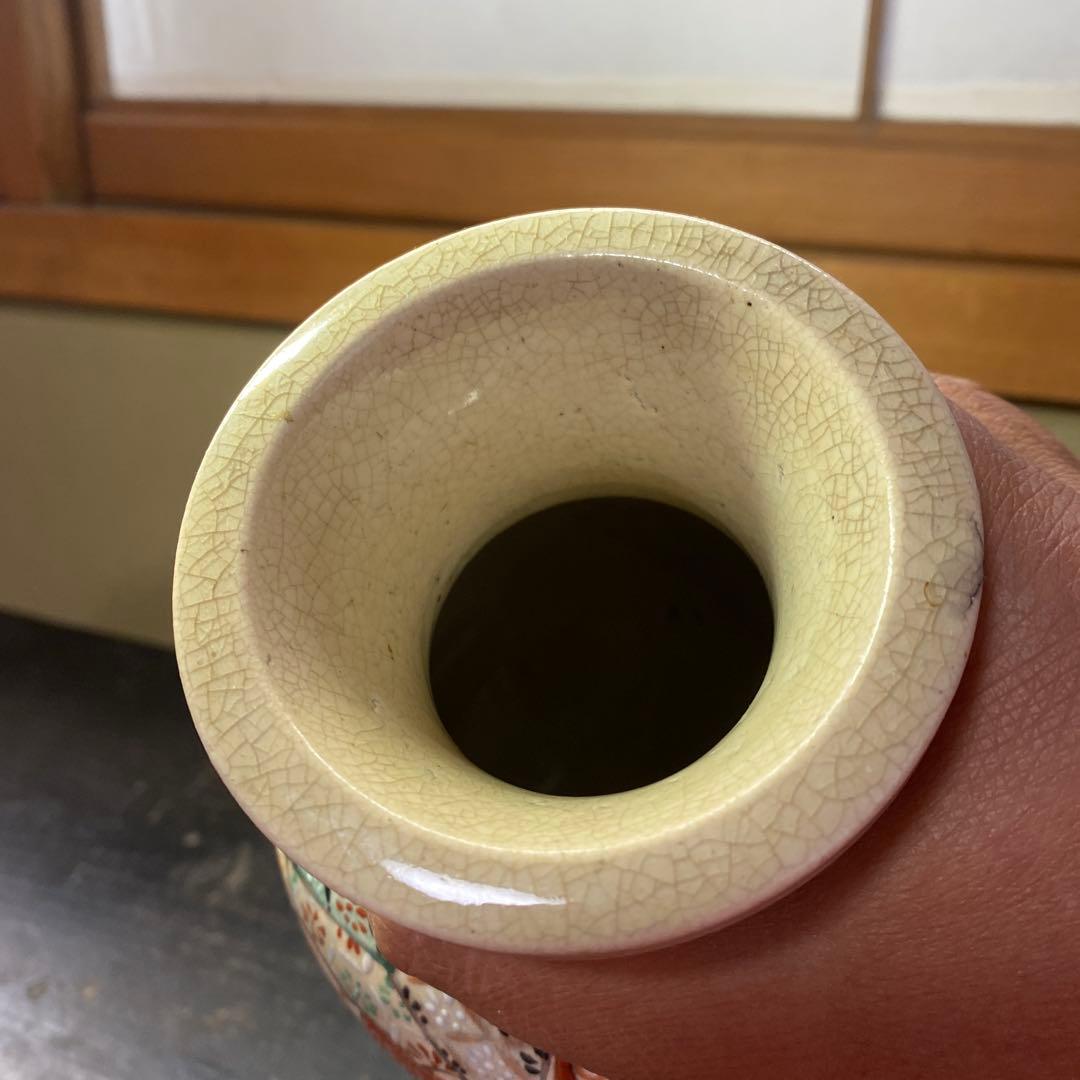 明治薩摩焼　薩摩藩武士図花瓶31cm14cm