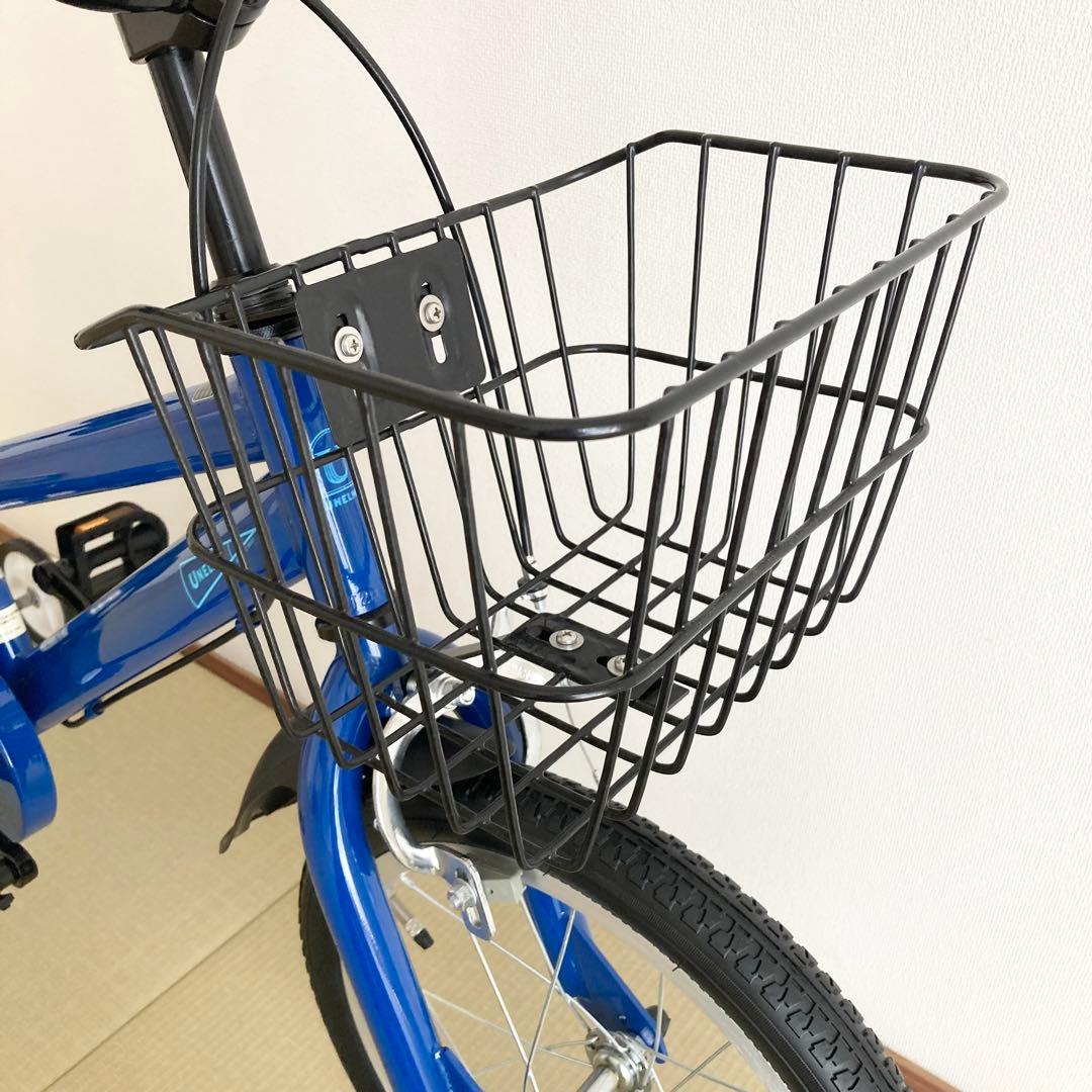 16インチ 子供用自転車 青 カゴ、両側補助輪付き ほぼ未使用 送料込み