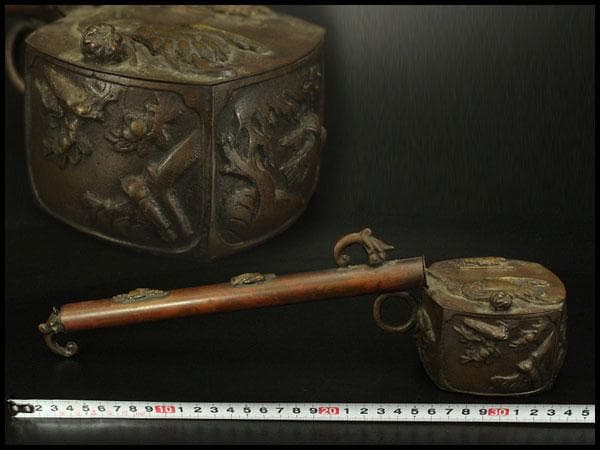 文房具 花鳥紋 矢立 銅製 600