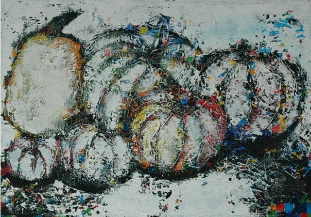 油絵 菅家令子 絵 絵画 インテリア uF6-030114 静物 かぼちゃ