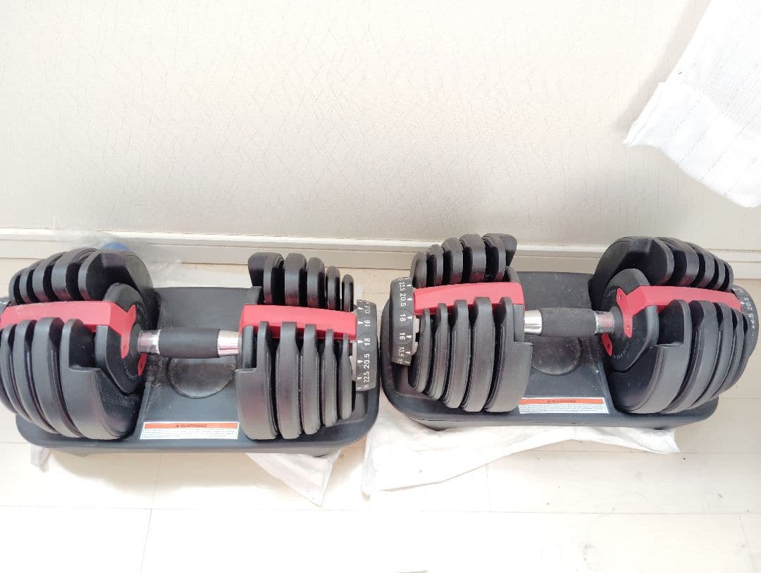 可変式ダンベル 最大25kg 黒と赤