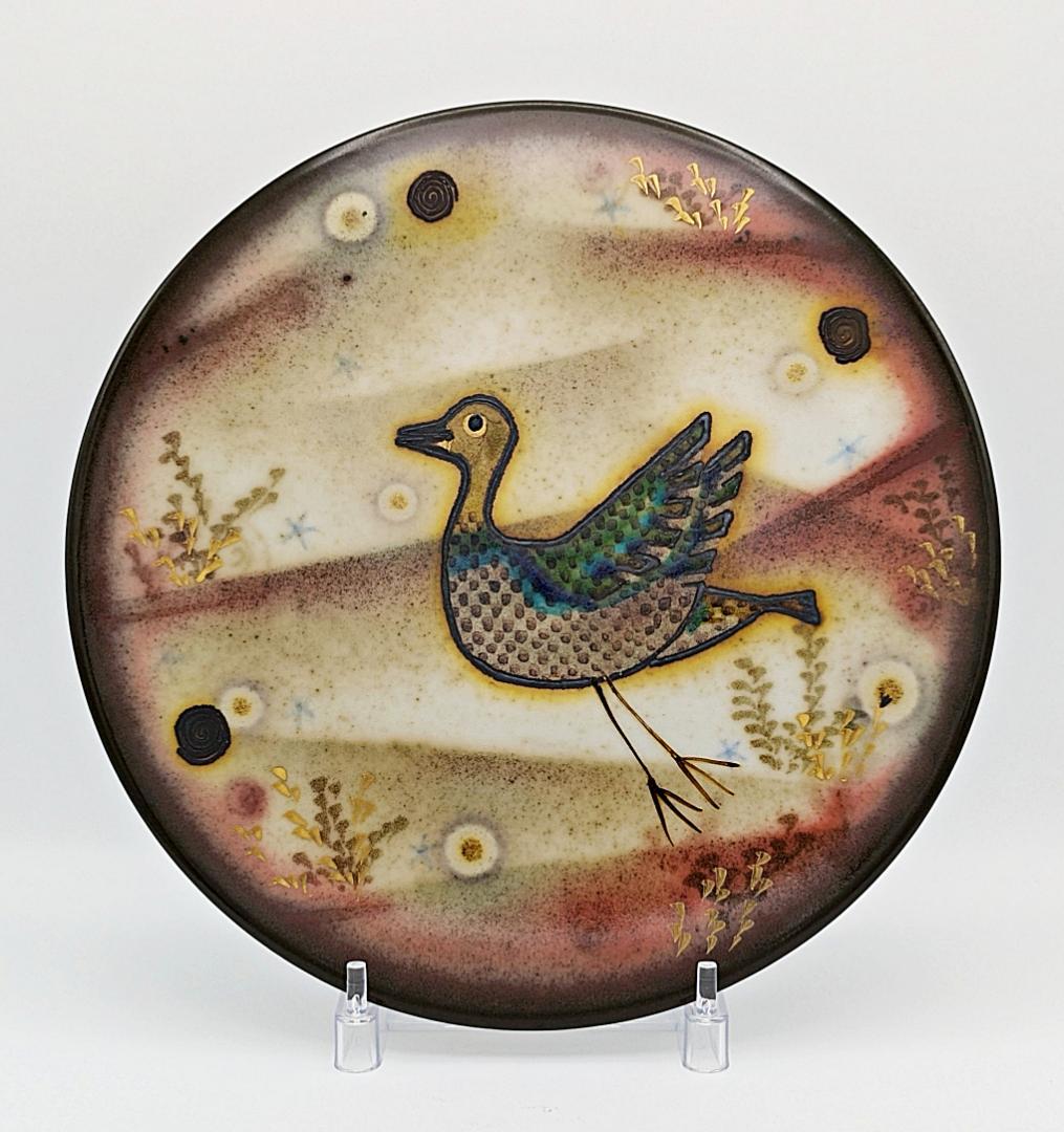 ★未使用美品★伊藤北斗 釉刻色絵陶板夢の風景【20年程前の個展で購入 作家作品】