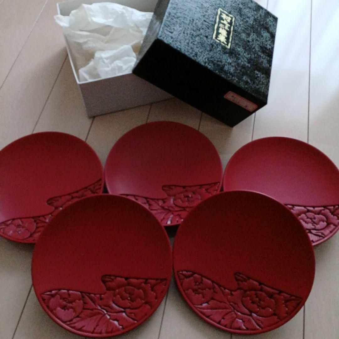 【即購入◎】　村上堆朱　堆朱　漆器　銘々皿　菓子皿　お茶　茶道　茶席