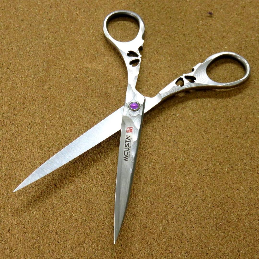関の刃物 エムカスタ はさみ 桜 ダマスカス 32層鋼 V金10号 桐箱入 高級