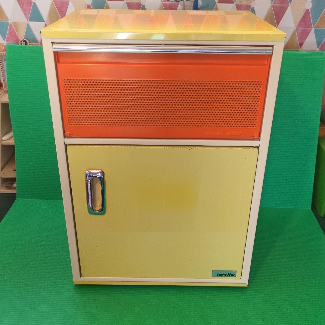 昭和レトロ　食品蚊帳　収納庫　黄色　古道具