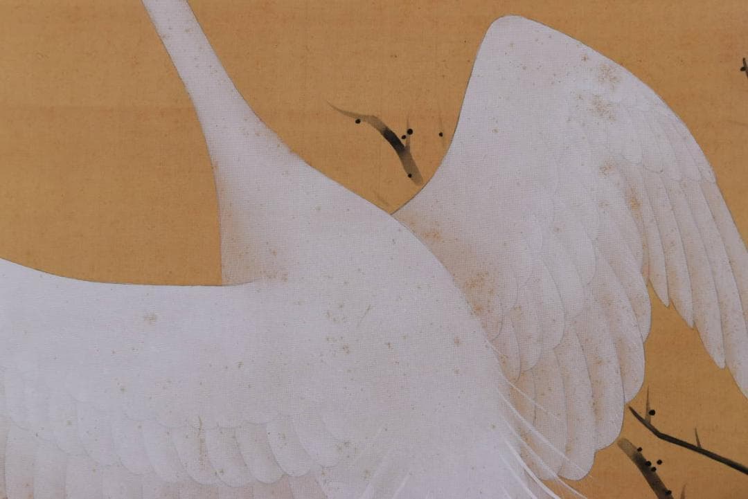 【真作】阪口一草/白鷺図/サギ図/仏事掛/掛軸/名家伝来/AA-560