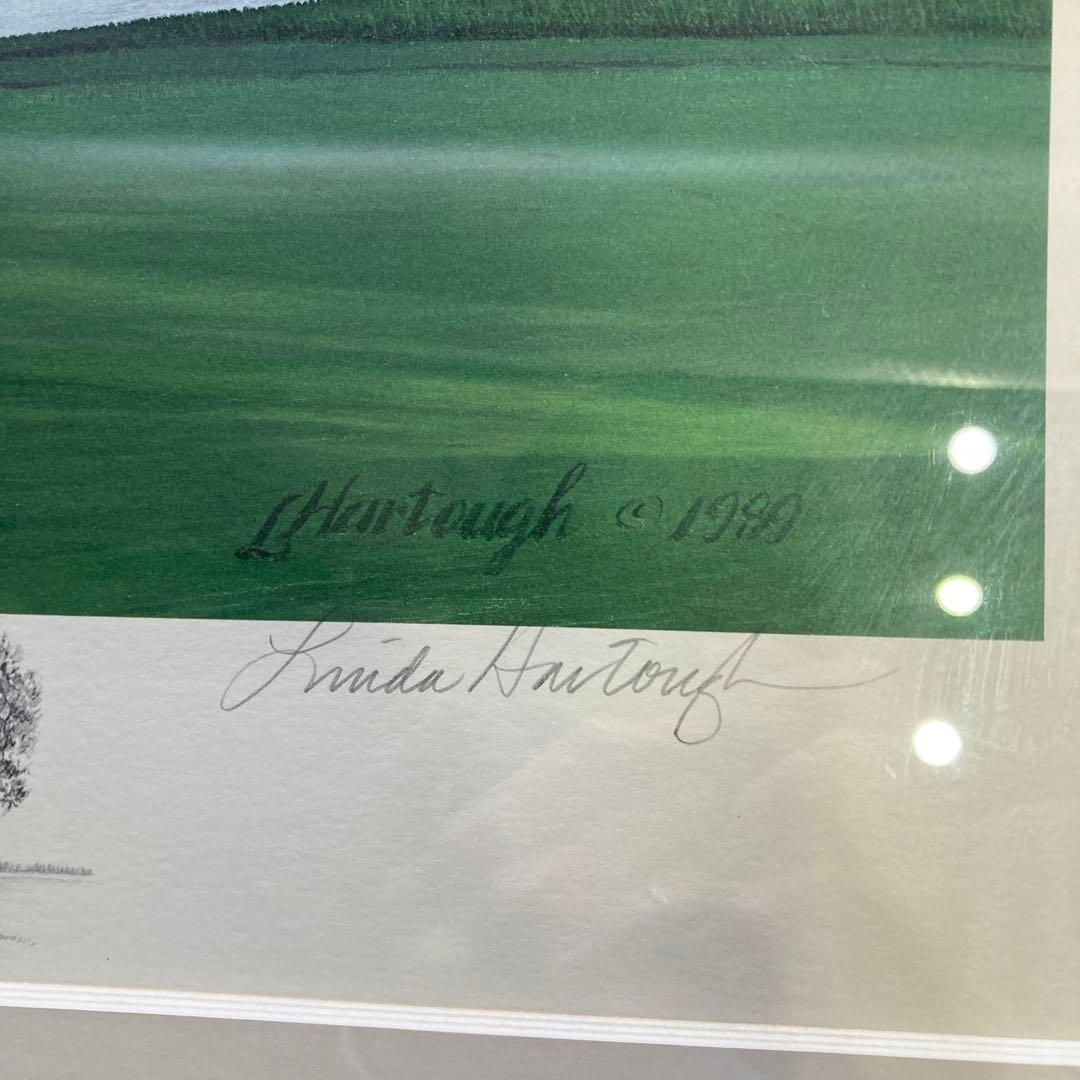 Linda Hartough サイン入り ゴルフ場の絵 1989年 古画