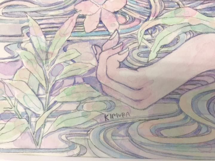 ★F38 木村智博「一体化」アクリルガッシュ鉛筆、鉛筆画/ 直筆サイン/