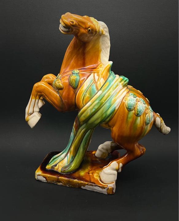 美術品 唐三彩 馬 置物