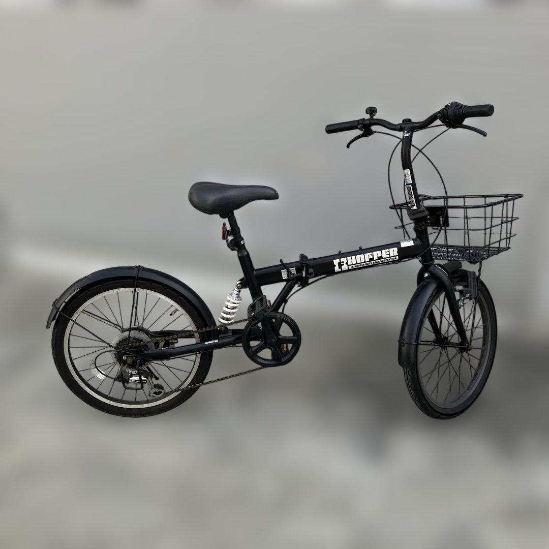 HOPPER 折りたたみ自転車 ブラック　20インチ　外装6段　ヘッドライト付き