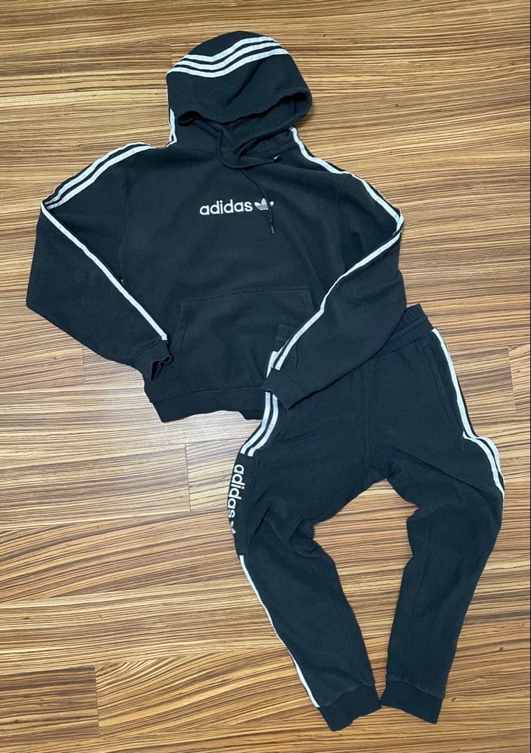adidas アディダス パイル地 スウェットパーカー パンツ セットアップ
