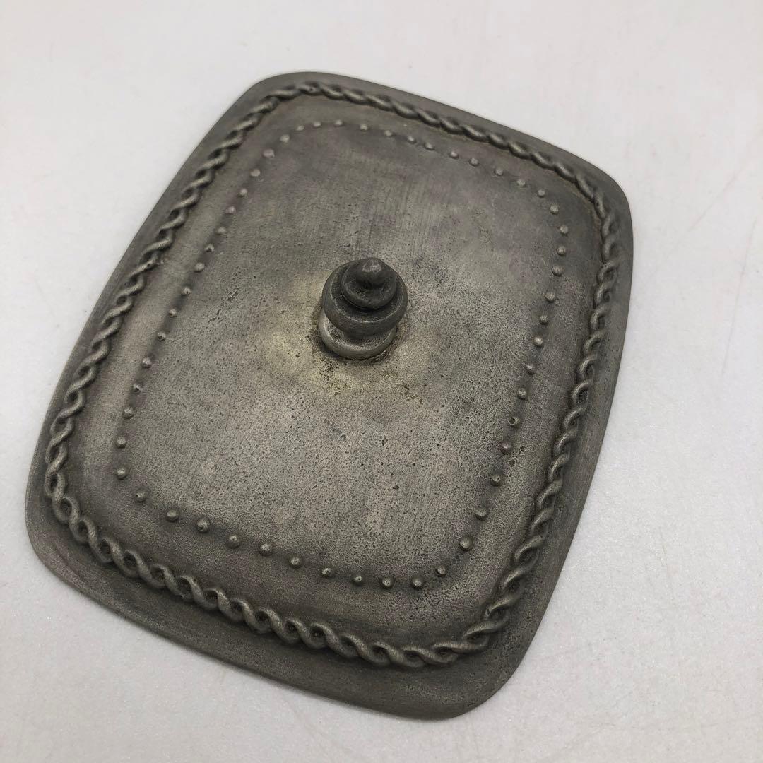 アンティークAntik SKS Zinnドイツ製すず錫ピューター蓋付き小物入れ