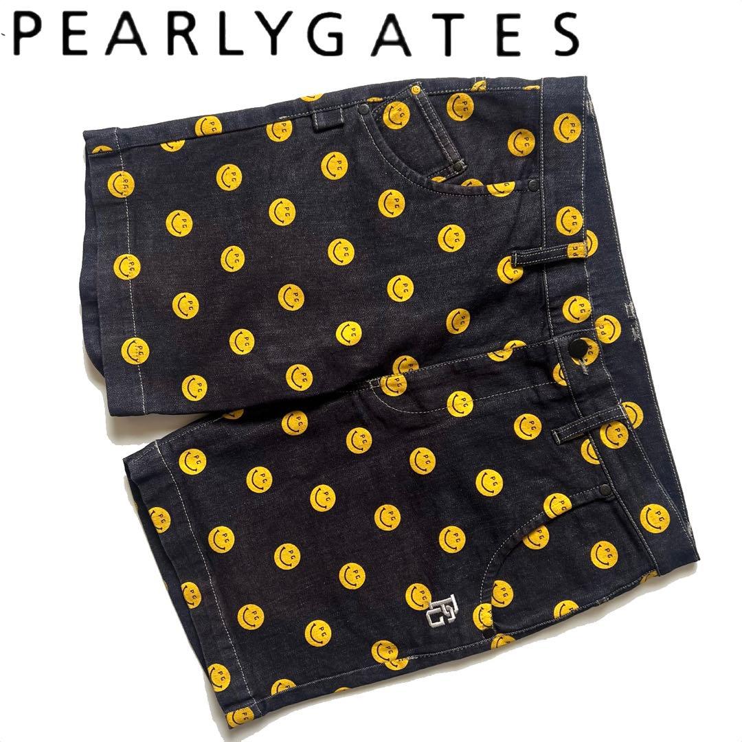 Pearly gates パーリーゲイツ　デニム　ハーフパンツ　スマイル　L