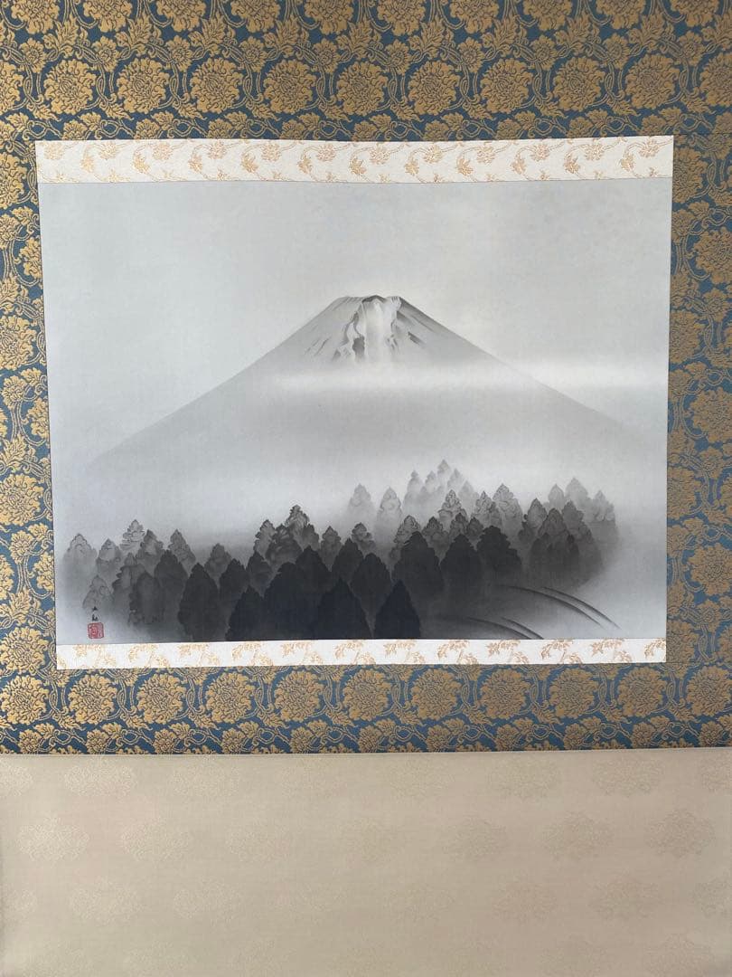 横山大観/墨絵富士/複製/黎明/夜明山水/富士/富士山水/工芸品/掛軸