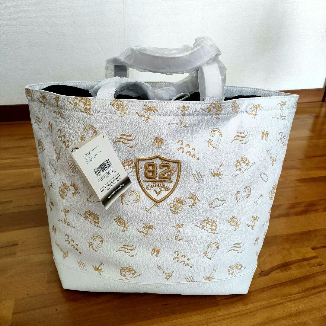 ★未使用品★Callawayゴルフトートバックビーチモチーフ 合成皮革 ホワイト