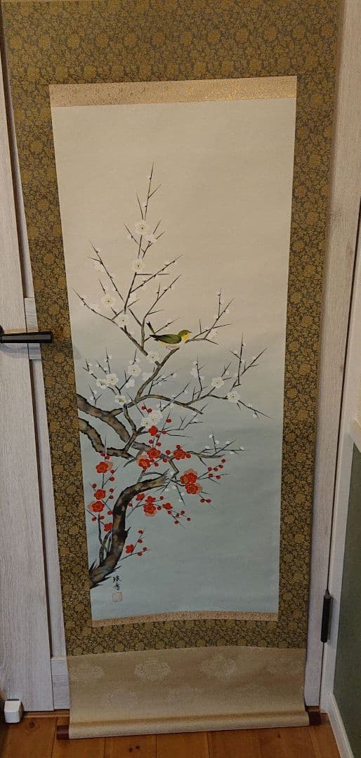 掛け軸「紅白梅」珠香
