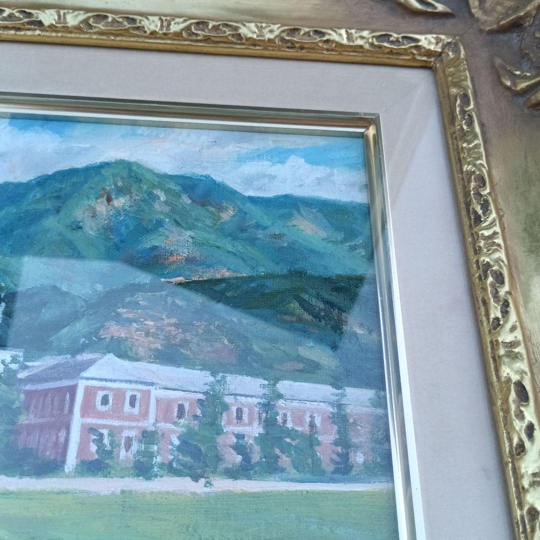 し*お様 3556）藤瀬韶国　油絵　海軍兵学校と古鷹山　キャンバスサイズSM