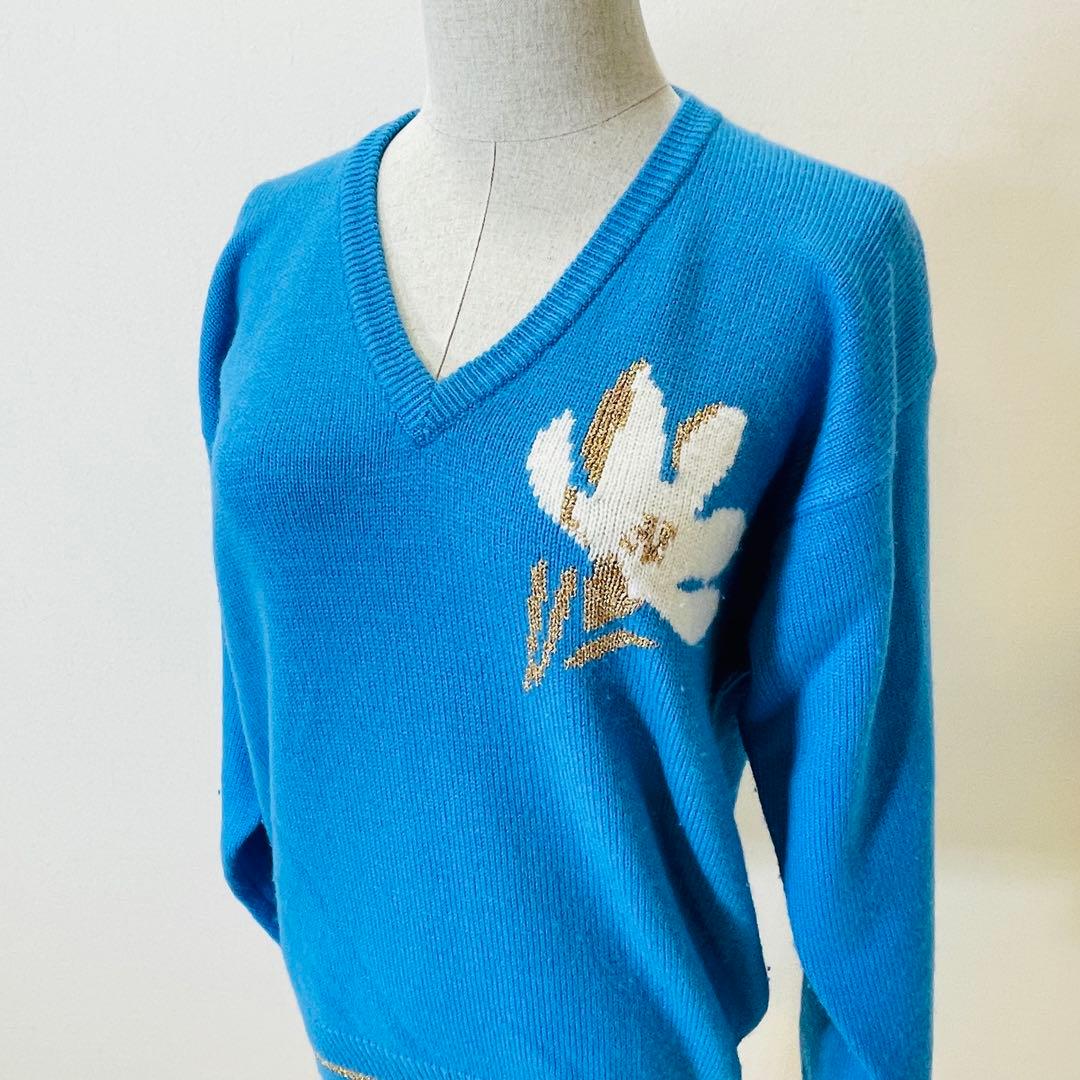 ハナエモリ HANAE MORI GOLF ウール100% ニット L 美品