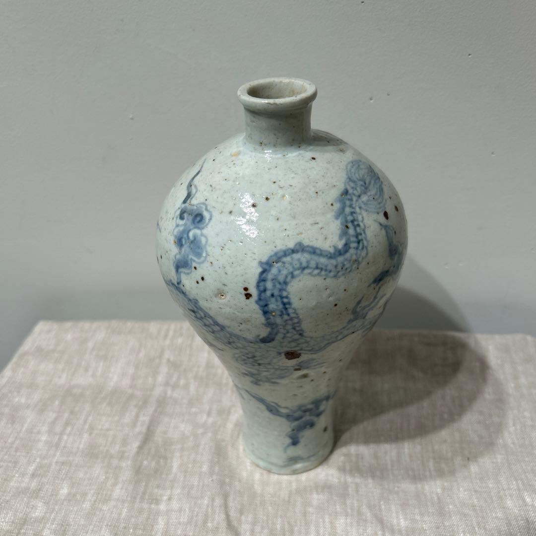 李朝　登り竜　美しい壺　古美術品