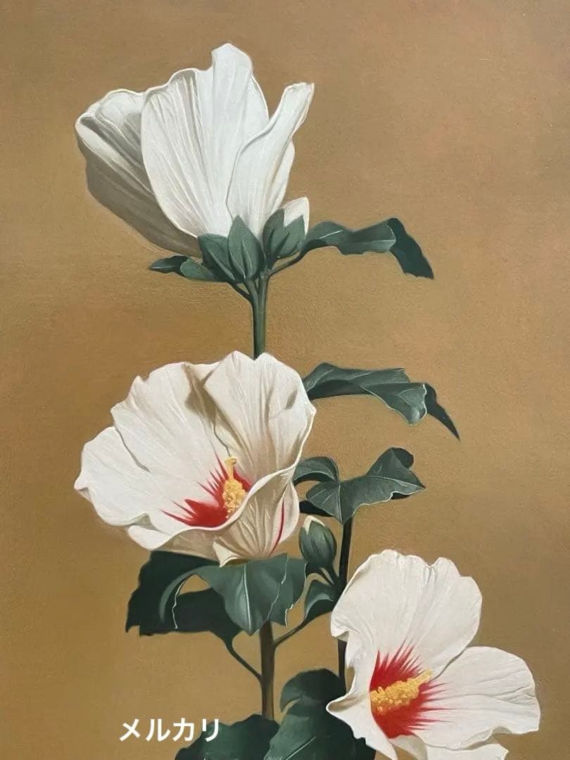 絵画　ムクゲ（ 木槿 ）　油彩画　Kouji 1994