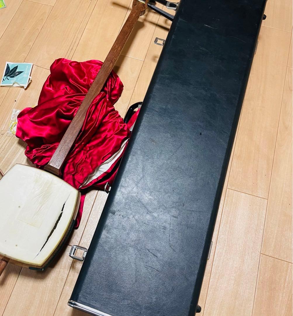 三味線　かりん　花林材　ハードケース付　現状品