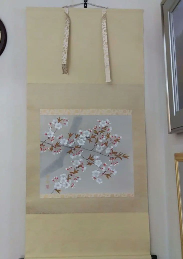 掛け軸　桜　春　橋口幾三郎